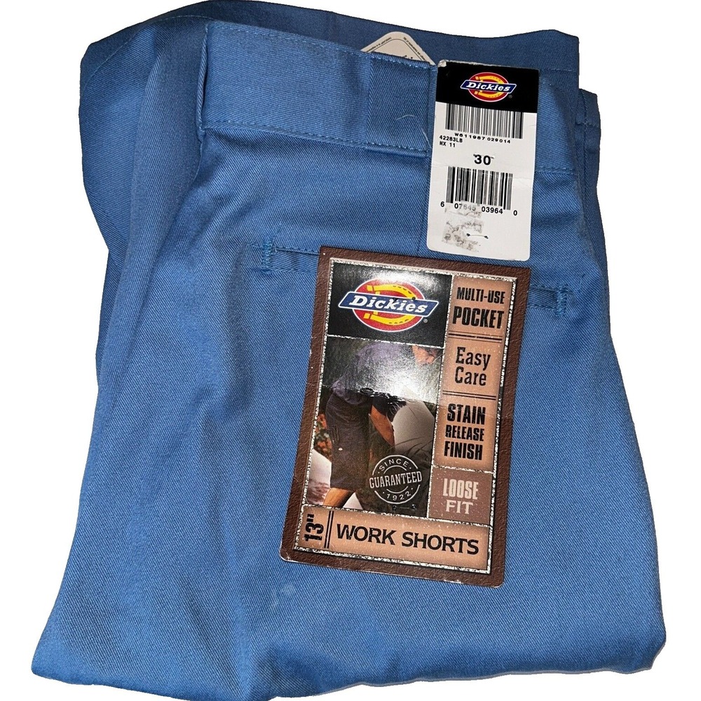 Dickies Work Shorts 30 Men's Blue Loose Fit 13 Inseam Multi-Pocket 42283LB NWT